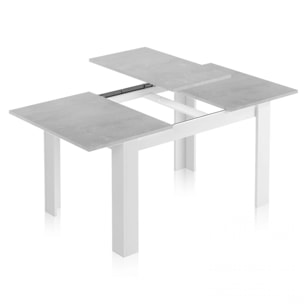 Mesa de comedor extensible Kendra 140 Blanco Artik (Blanco Mate) - Gris Cemento