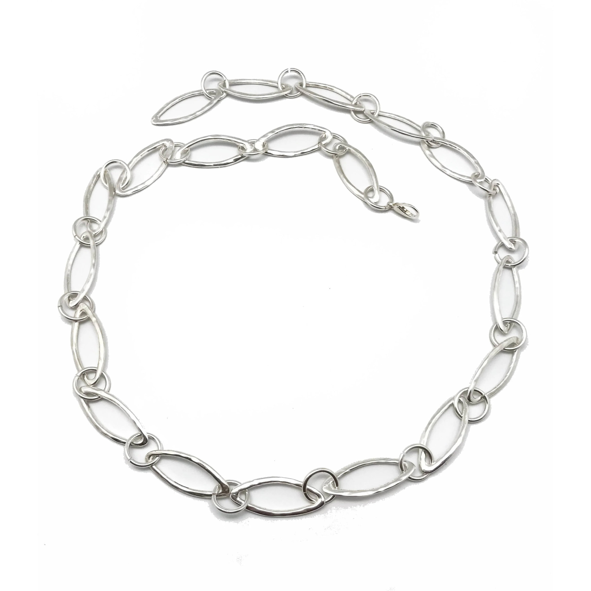 Cinturón cadena de metal plata chapado rombo