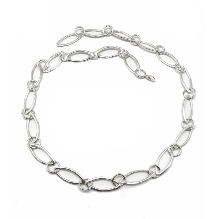 Cinturón cadena de metal plata chapado rombo
