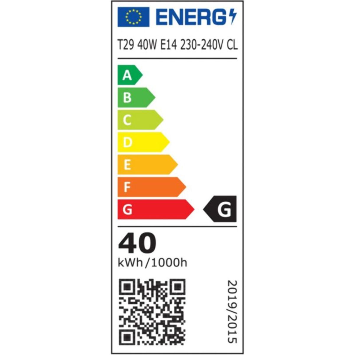 Ampoule WPRO E14 T29 40W 220V