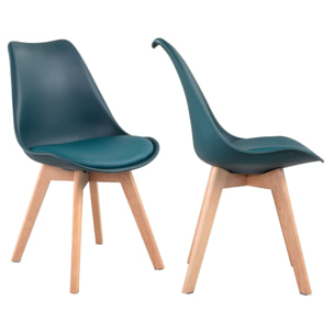 Lot de 2 chaises scandinaves NORA bleues avec coussin