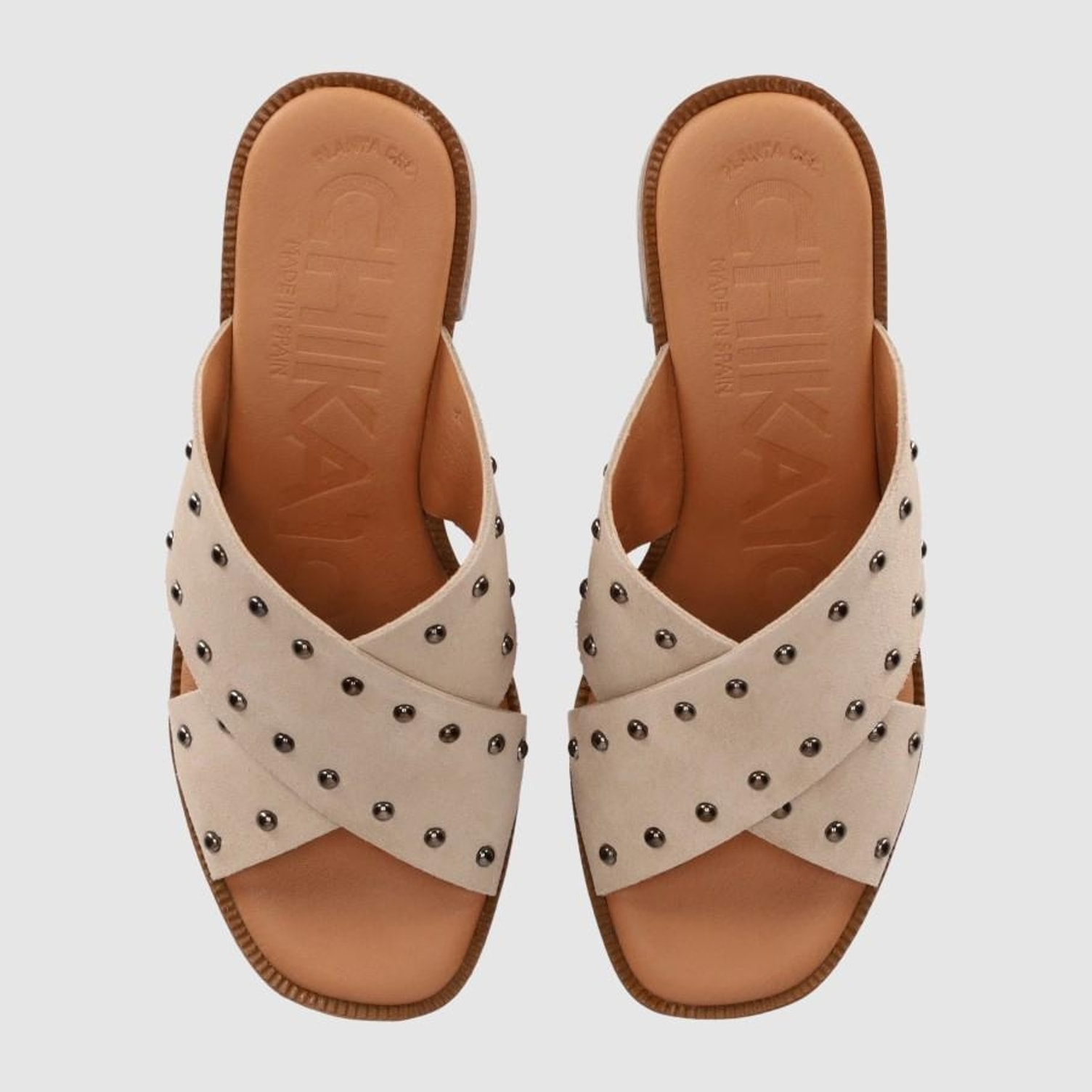 Sandalias de Serraje - Arena - Tacón: 8 cm