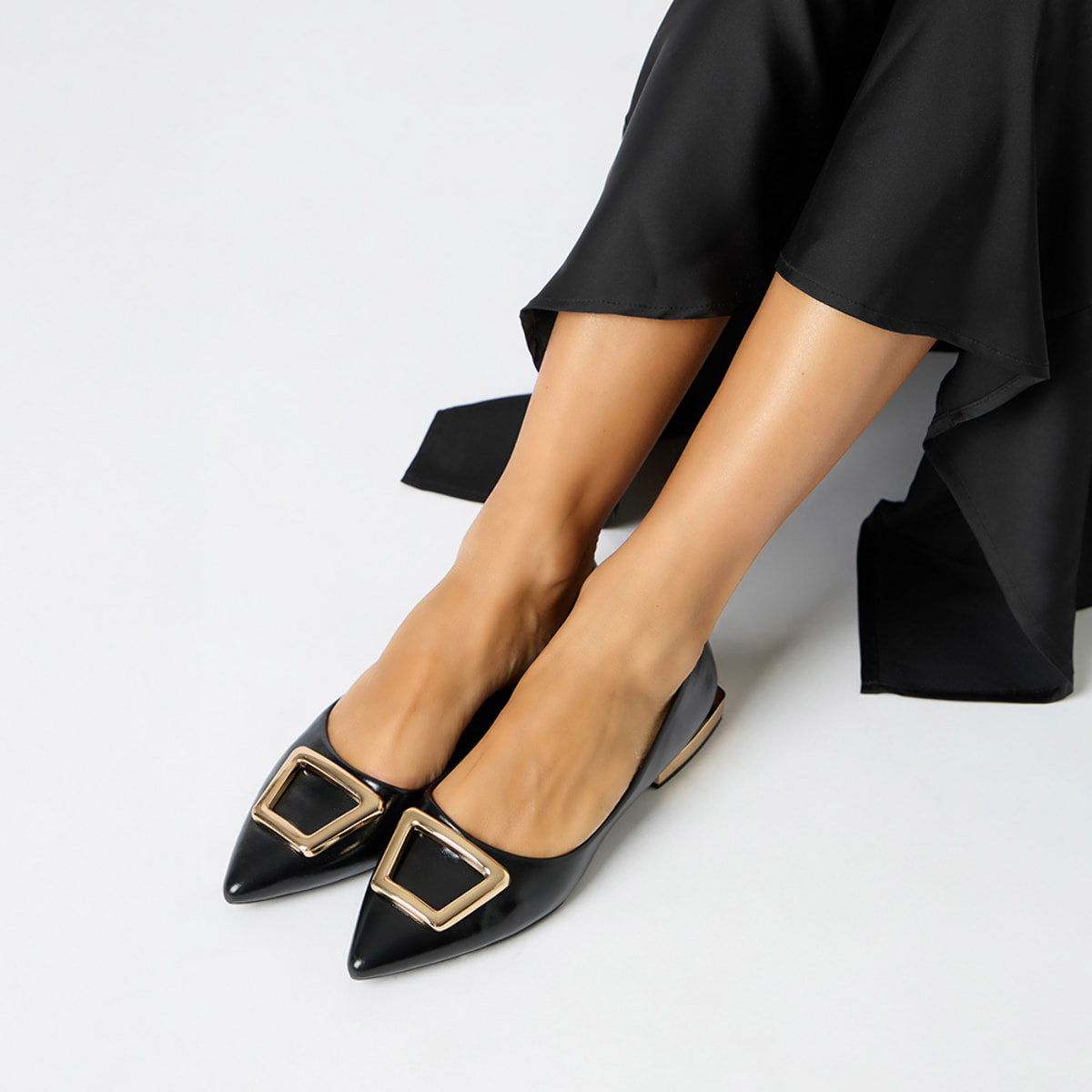 Ballerine lucide nere