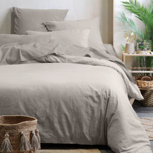 Housse de couette unie en coton bio - Beige