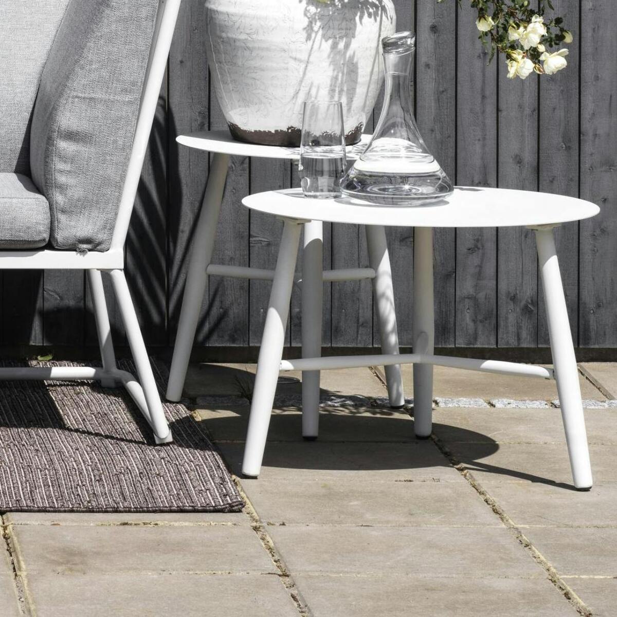 Table basse de jardin en aluminium blanc Ø 60 cm STOCKHOLM