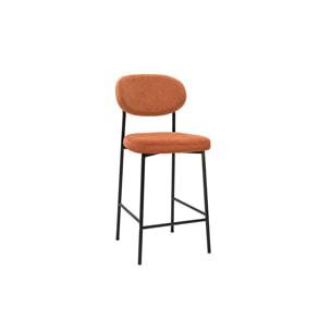Tabourets de bar fixes en tissu velours côtelé terre brûlée H65 cm (lot de 2) BREKA