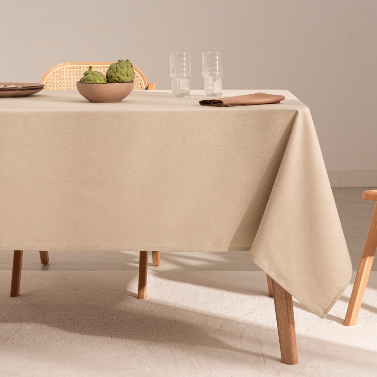 Mantel antimanchas 100% algodón Basic Lino