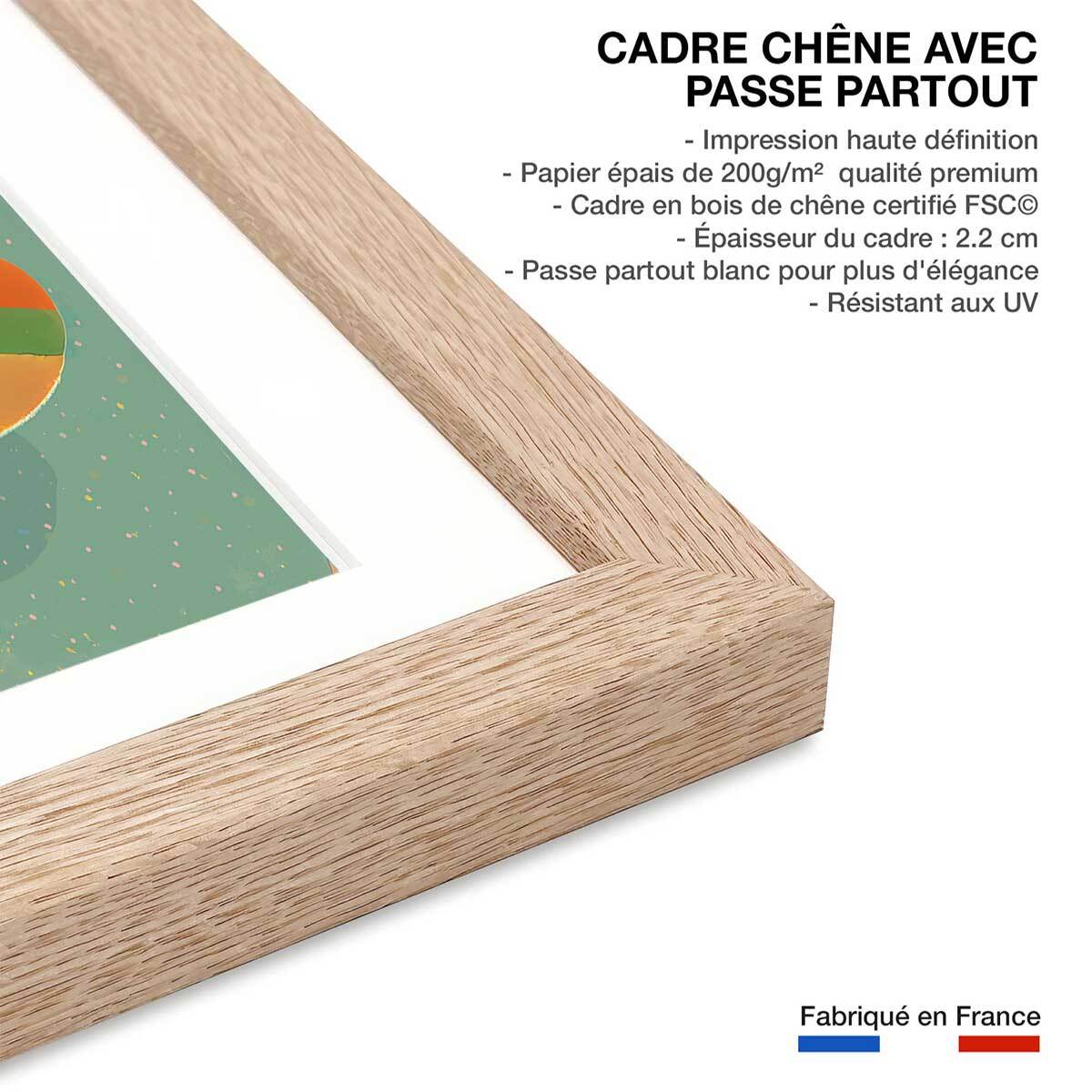 Affiche enfant lapin sur skateboard  Affiche sous cadre bois