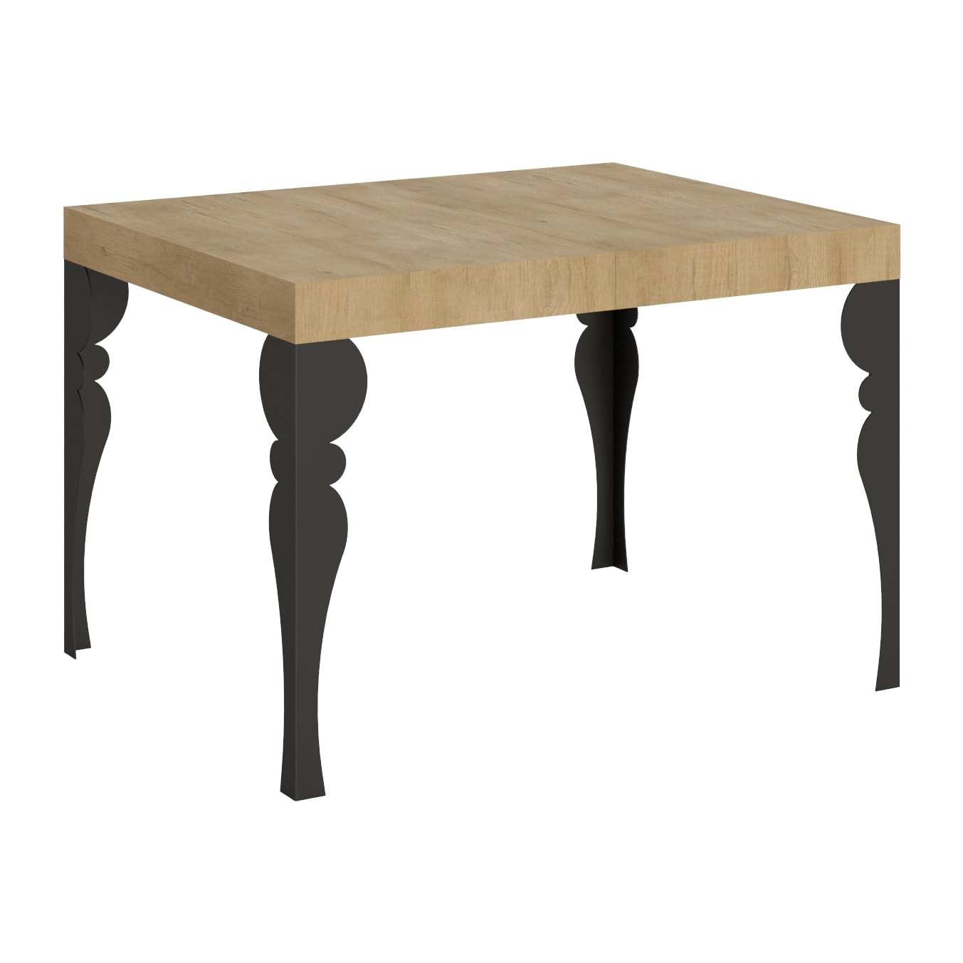 Table extensible 80x120/204 cm Paxon Chêne Nature cadre Anthracite