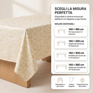 Tovaglia jacquard lurex in poliestere - PANNA/ORO
