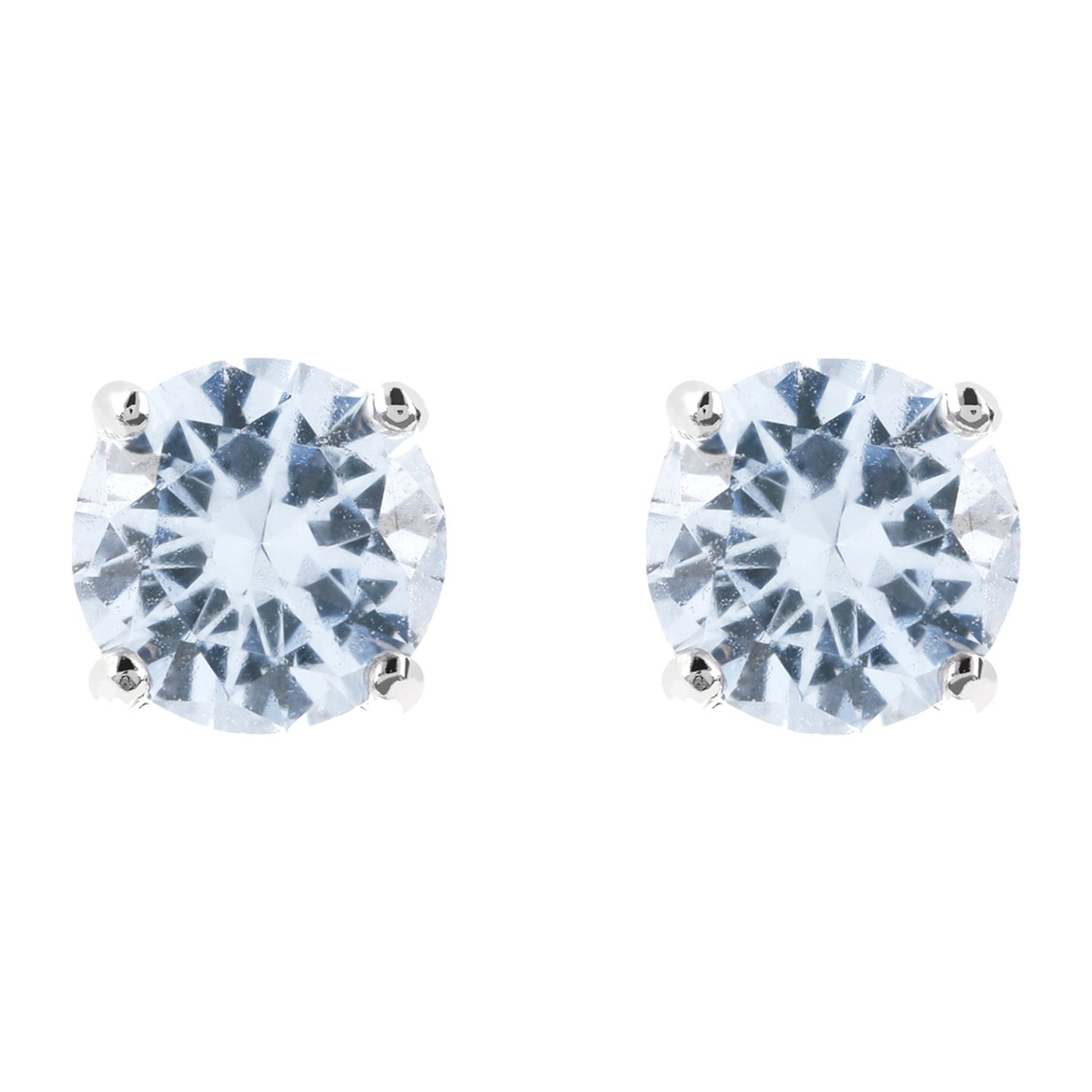 Orecchini a Lobo con Punto Luce in Cubic Zirconia Blu in Argento 925 placcato Platino