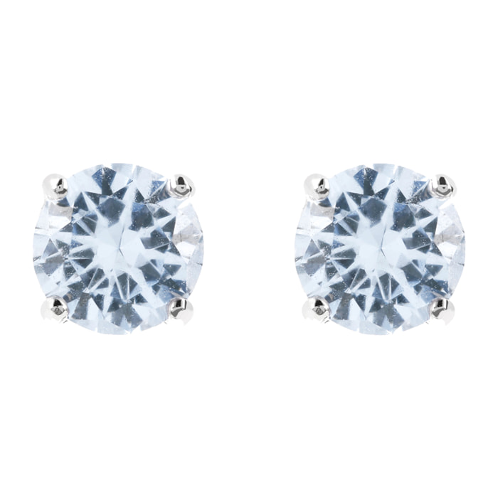 Orecchini a Lobo con Punto Luce in Cubic Zirconia Blu in Argento 925 placcato Platino