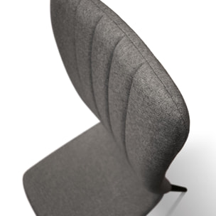 Set di 6 sedie AMSTERDAM in tessuto grigio e gambe in metallo nero