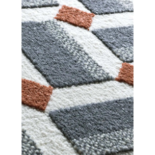 AMARA Alfombra geométrica con relieve azul, varias medidas disponibles.