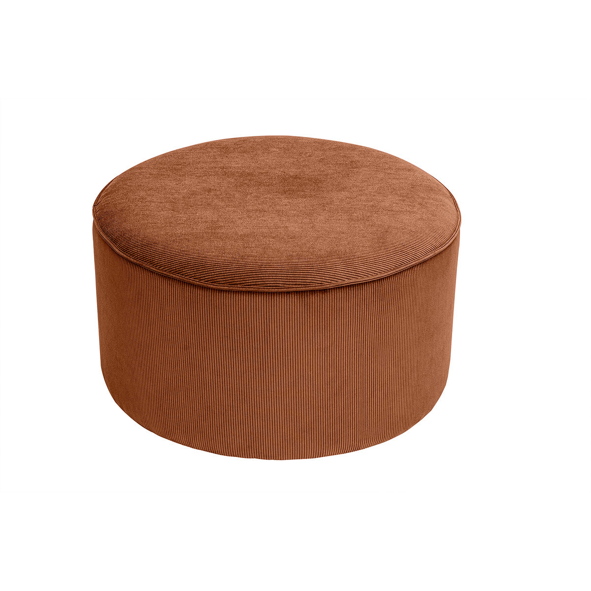 Pouf rond en velours côtelé terre brûlée D70 cm PAUL