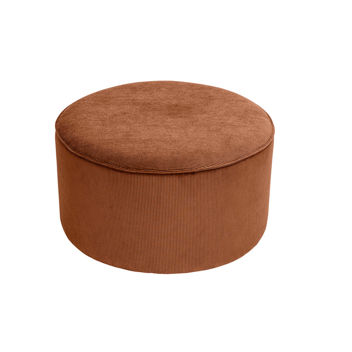 Pouf rond en velours côtelé terre brûlée D70 cm PAUL