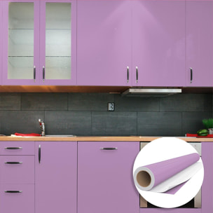 Rouleau adhésif décoratif Vinyle au Mètre - Lilas - Sticker Lavable Imperméable Mur Cuisine Meubles