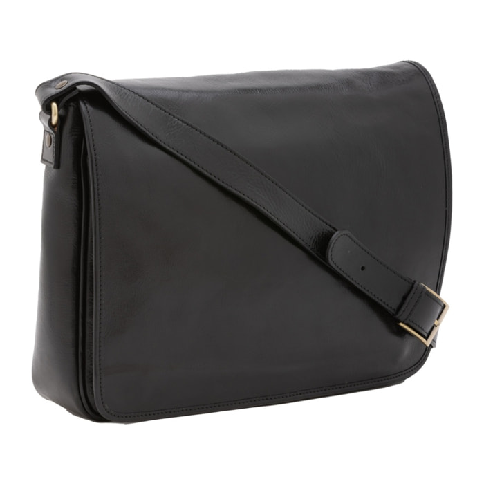 Borsa a tracolla uomo in vera pelle - Modello False - Made in Italy - 28.0 x 35.0 x 9.0 cm