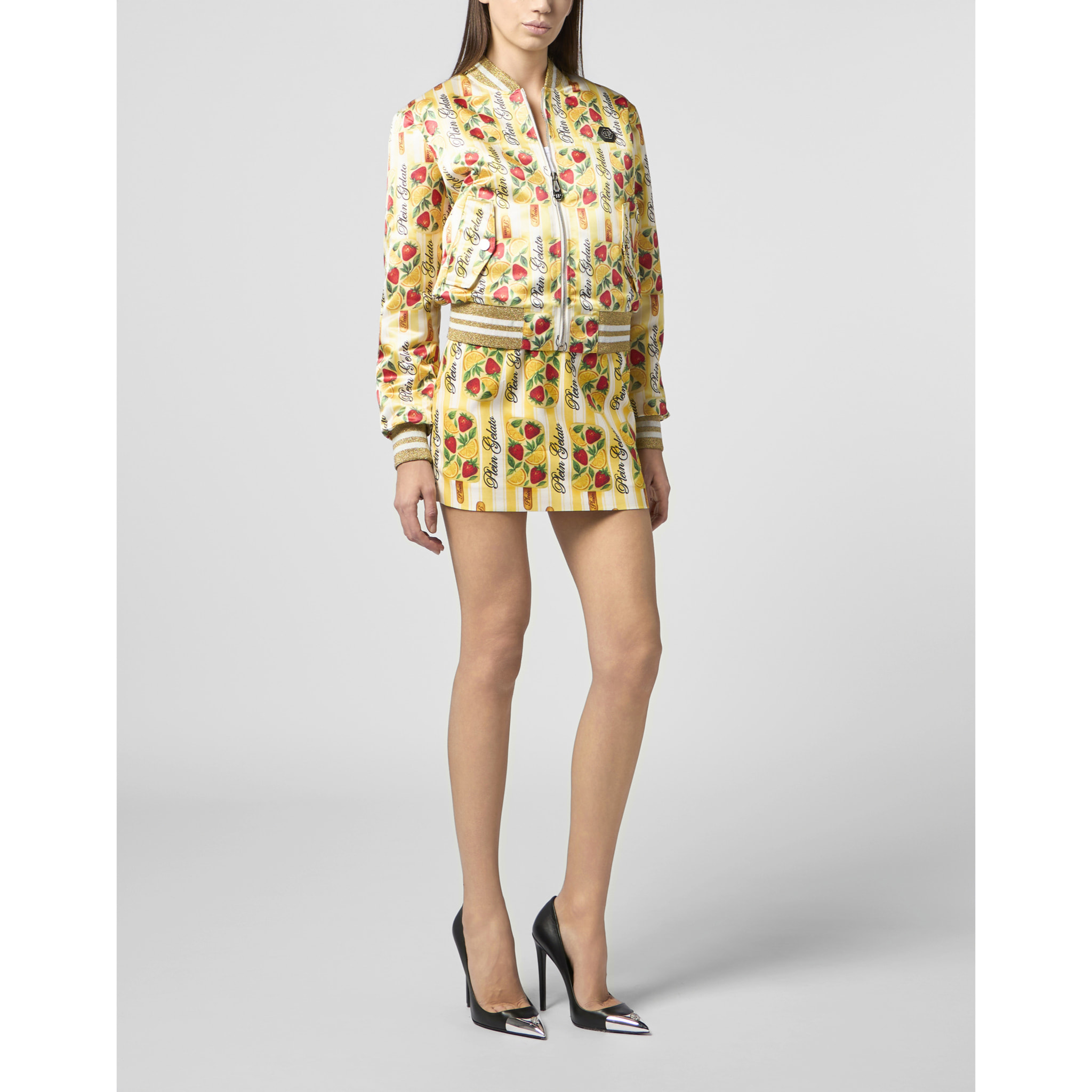 PHILIPP PLEIN Satin Bomber Jacket Ice Cream