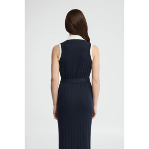 Vestido azul marino de canalé con lazada Polo Club