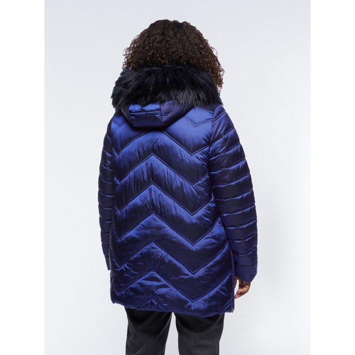 Fiorella Rubino - Plumífero con tejido bouclé por delante - Azul