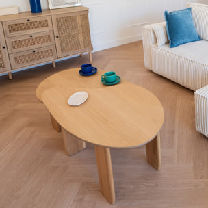 Lot de 2 tables basses organiques en bois, placage chêne - ARIA
