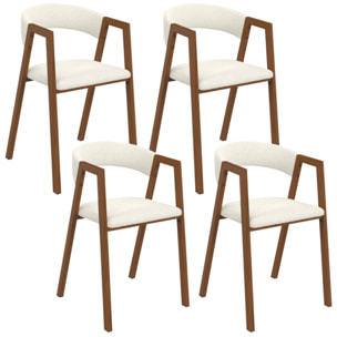 Chaises Enola avec accoudoirs bouclette pieds effet noyer - lot de 4