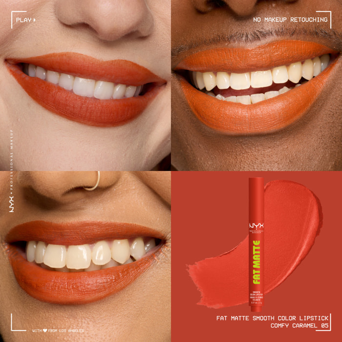 NYX Professional Makeup Fat Matte Rouge à Lèvres Mat Crémeux Comfy Caramel