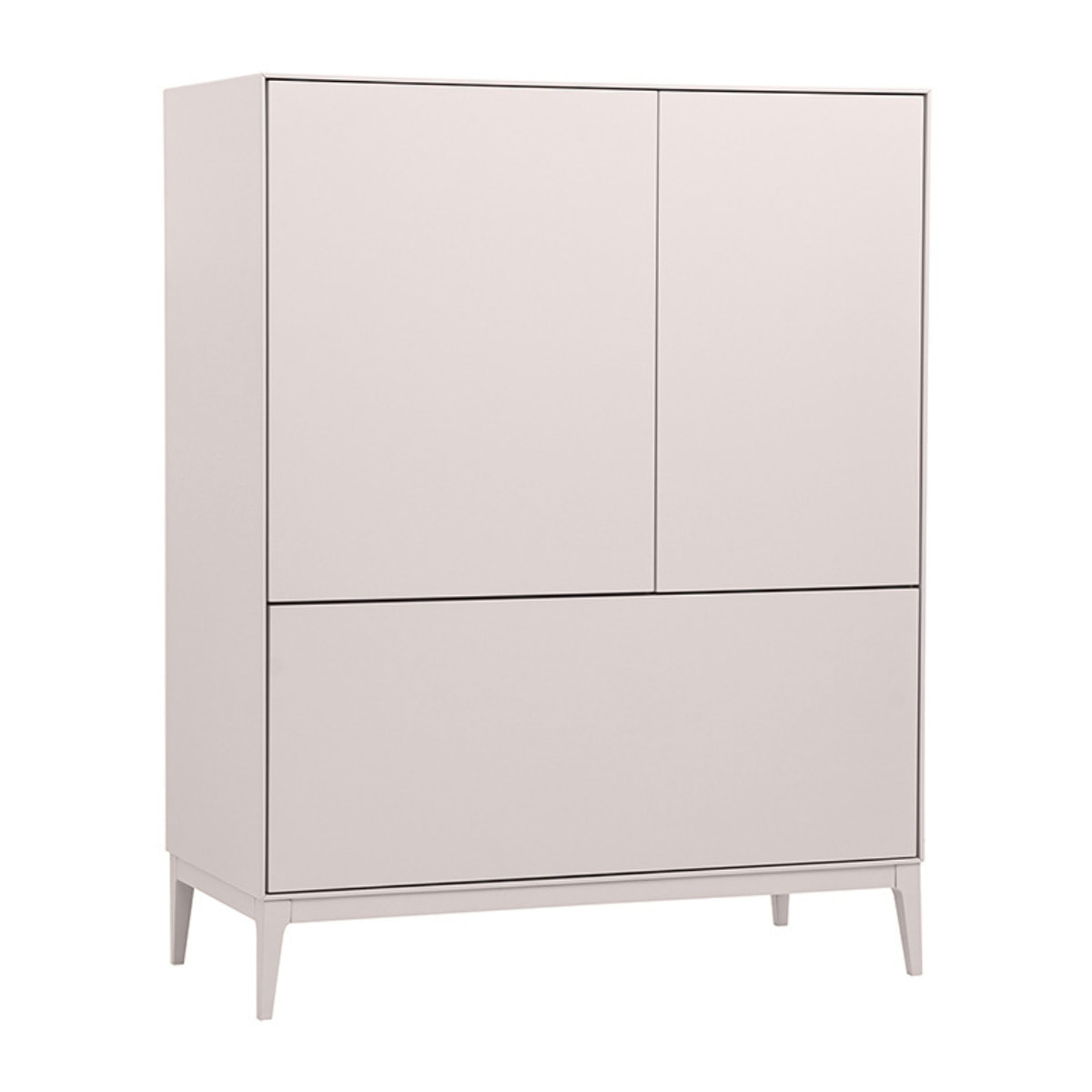 Buffet haut beige laqué mat 2 portes 1 tiroir L90 cm GRAY