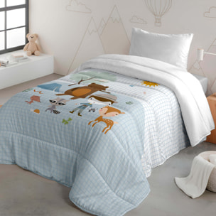 Edredón Nórdico Estampado - Infantil - 100% Algodón - 200 gr/m² con Tacto Pluma - Aventura Bosque