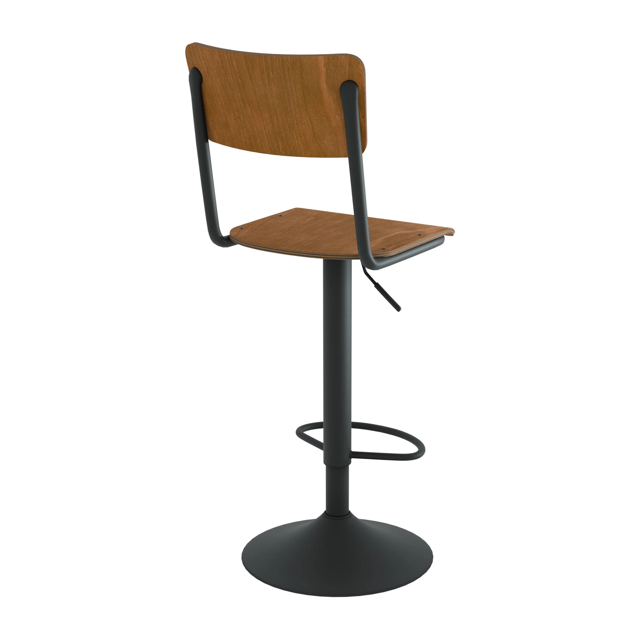 Lot de 2 chaises de bar réglables 60/80 cm en bois foncé - Clem