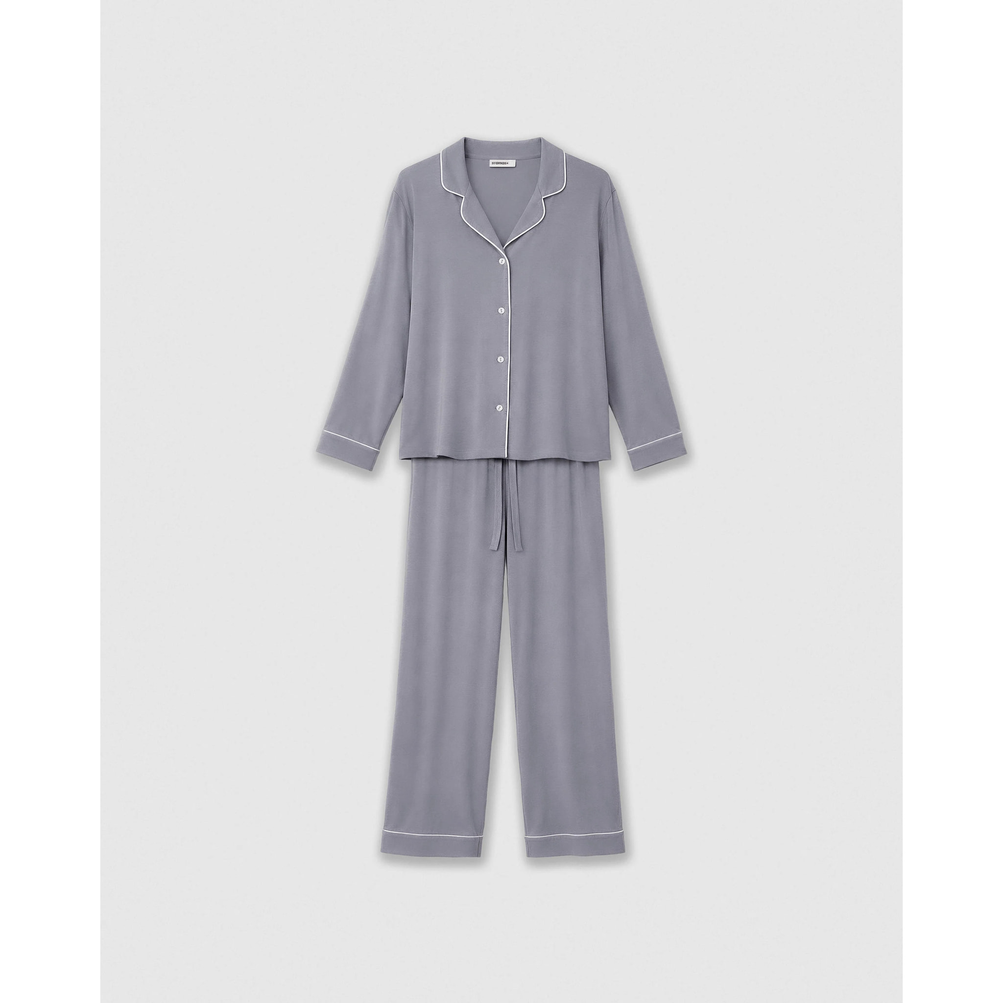 Pijama largo camisero viscosa punto índigo
