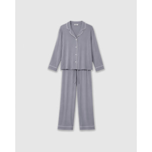 Pijama largo camisero viscosa punto índigo