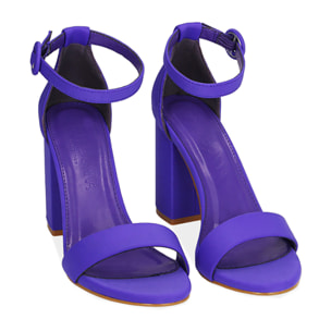 Sandali viola in lycra, tacco 9 cm