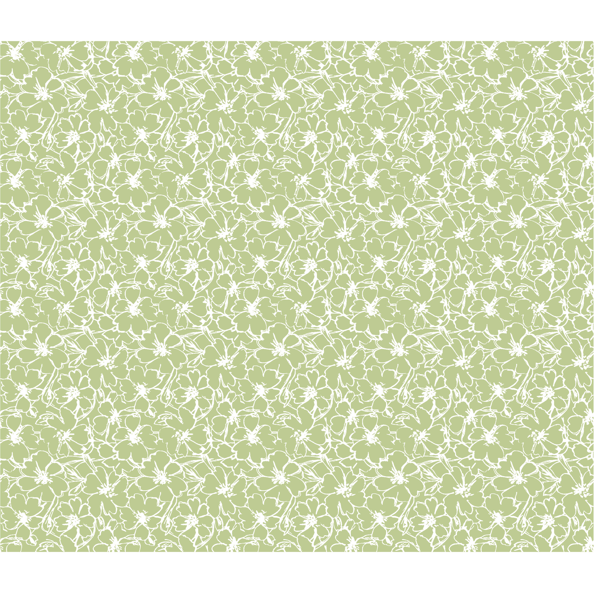 White & White Completo letto matrimoniale Flowers 100% cotone Verde