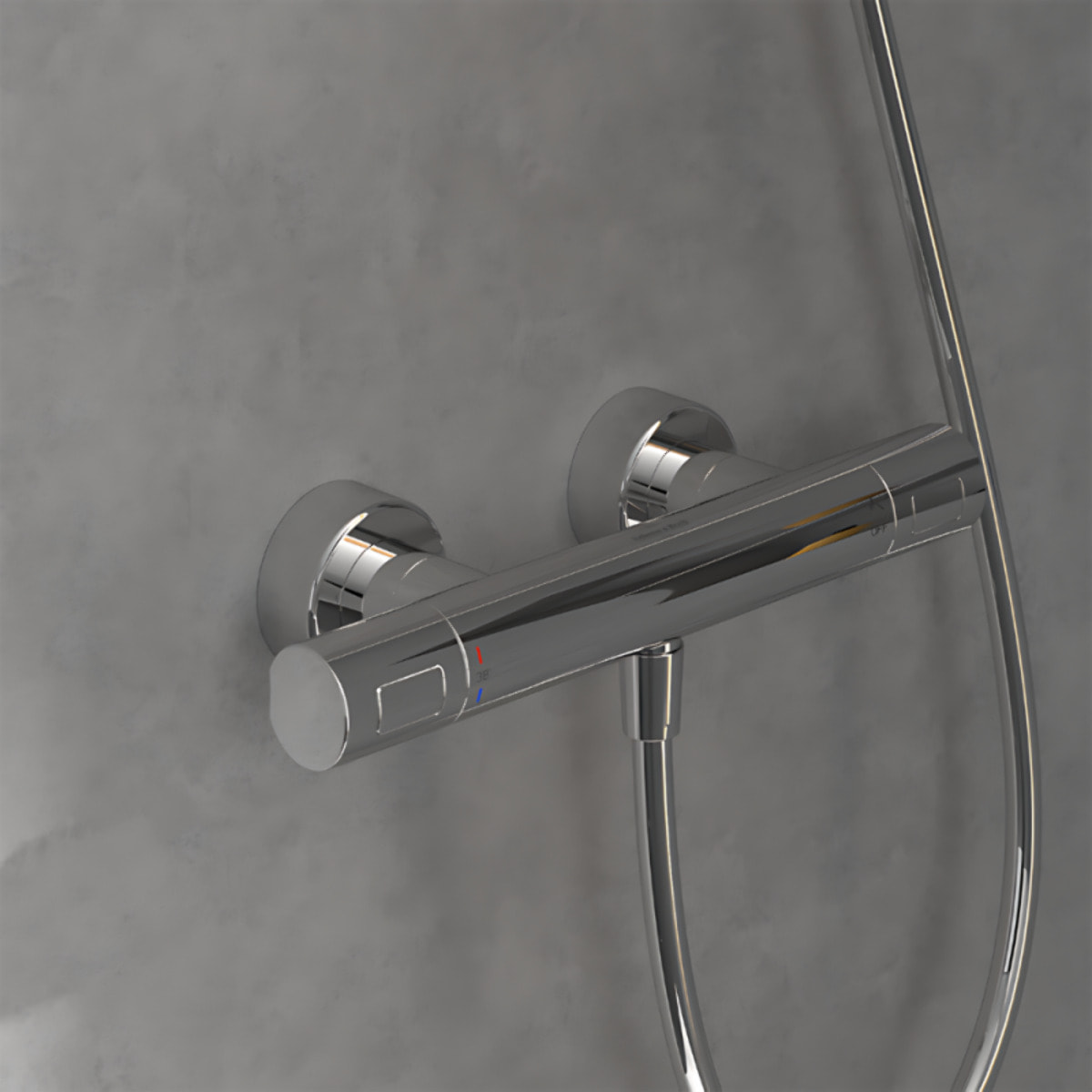 Mitigeur douche thermostatique VILLEROY ET BOCH Universal rond + Ensemble de douche Verve Showers 3 jets