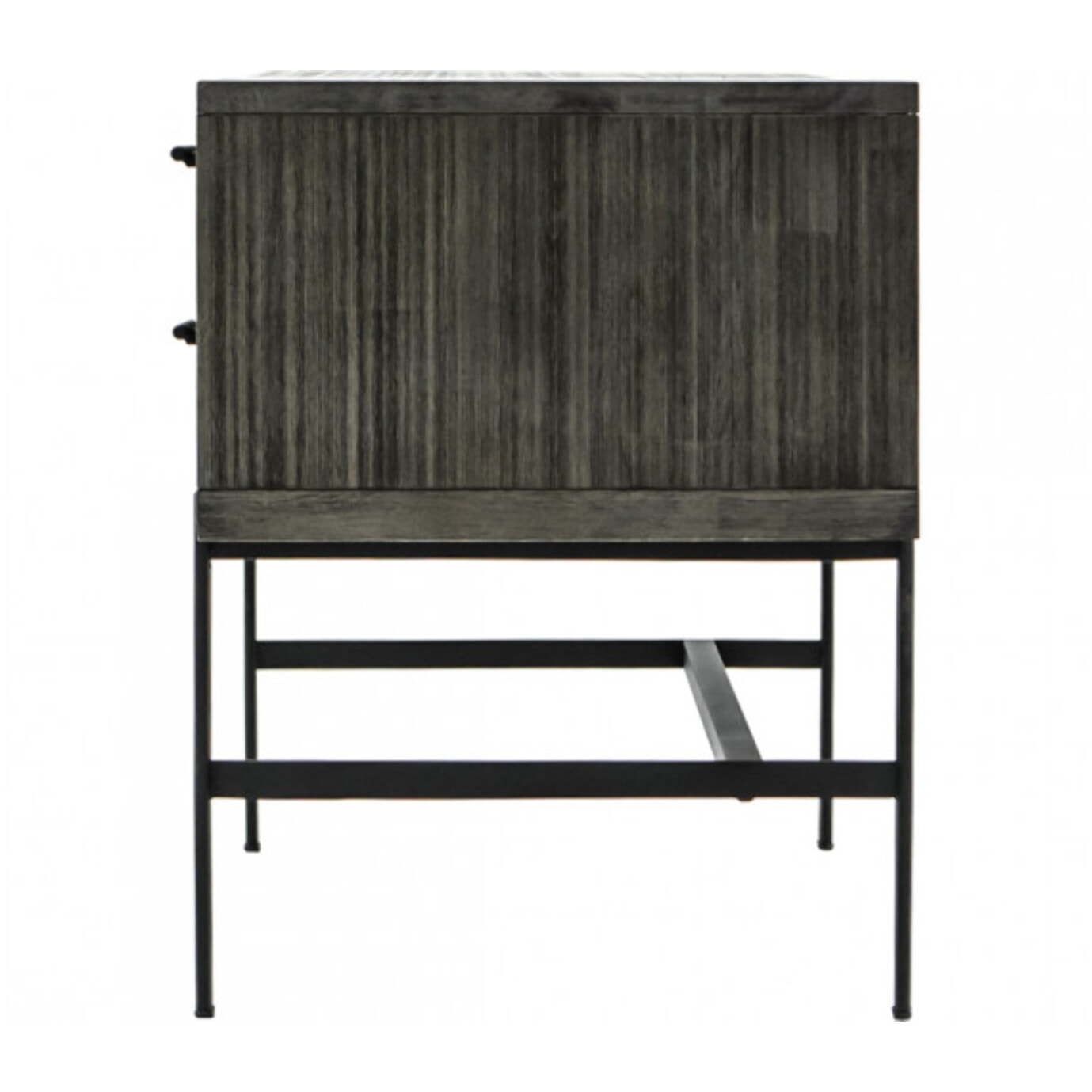 Bureau avec rangements en bois massif cendré et métal noir - BELLAGIO