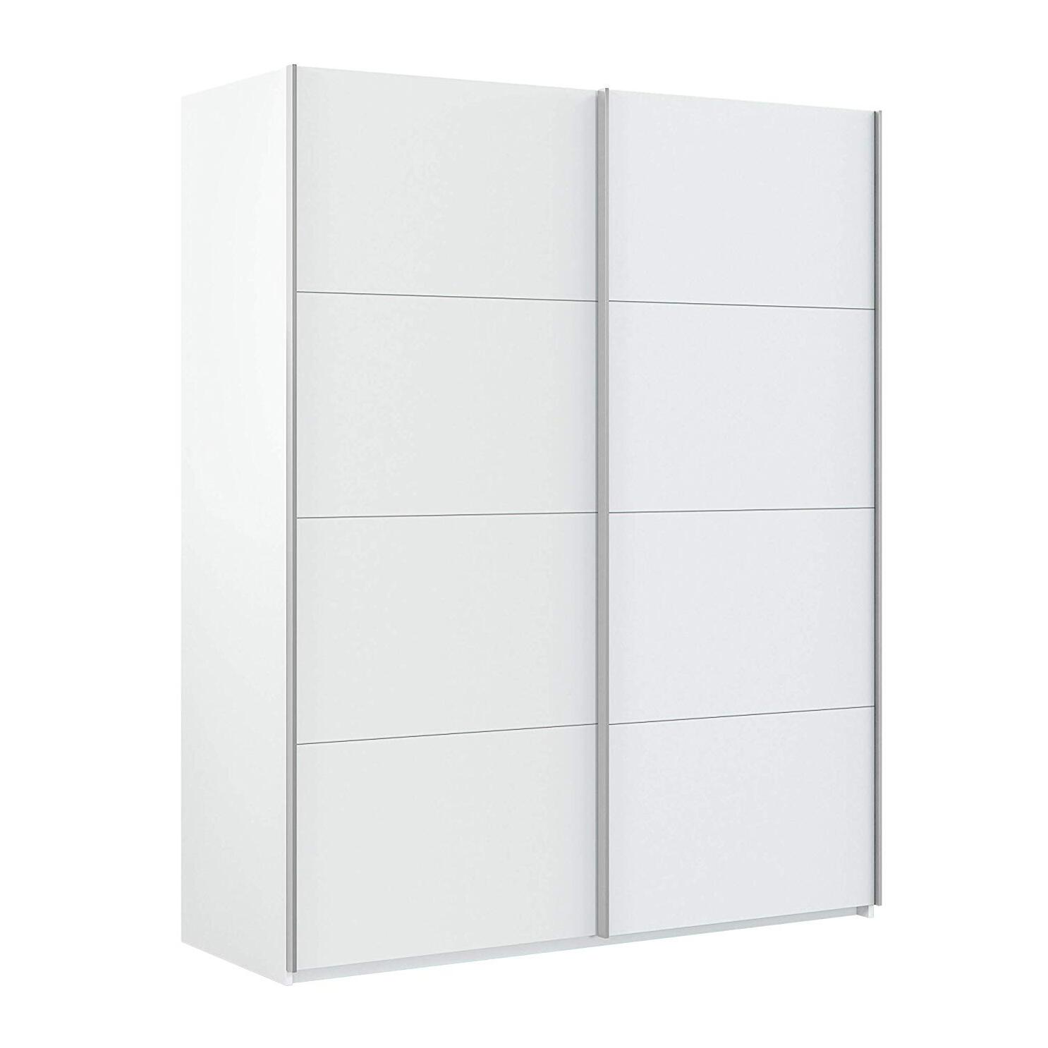 Armadio Armadietto Guardaroba Resistente Robusto Multiuso con 2 Ante Scorrevoli 2 Ripiani E 2 Appendiabiti Camera Da Letto 200x150x60 Cm Bianco Artik