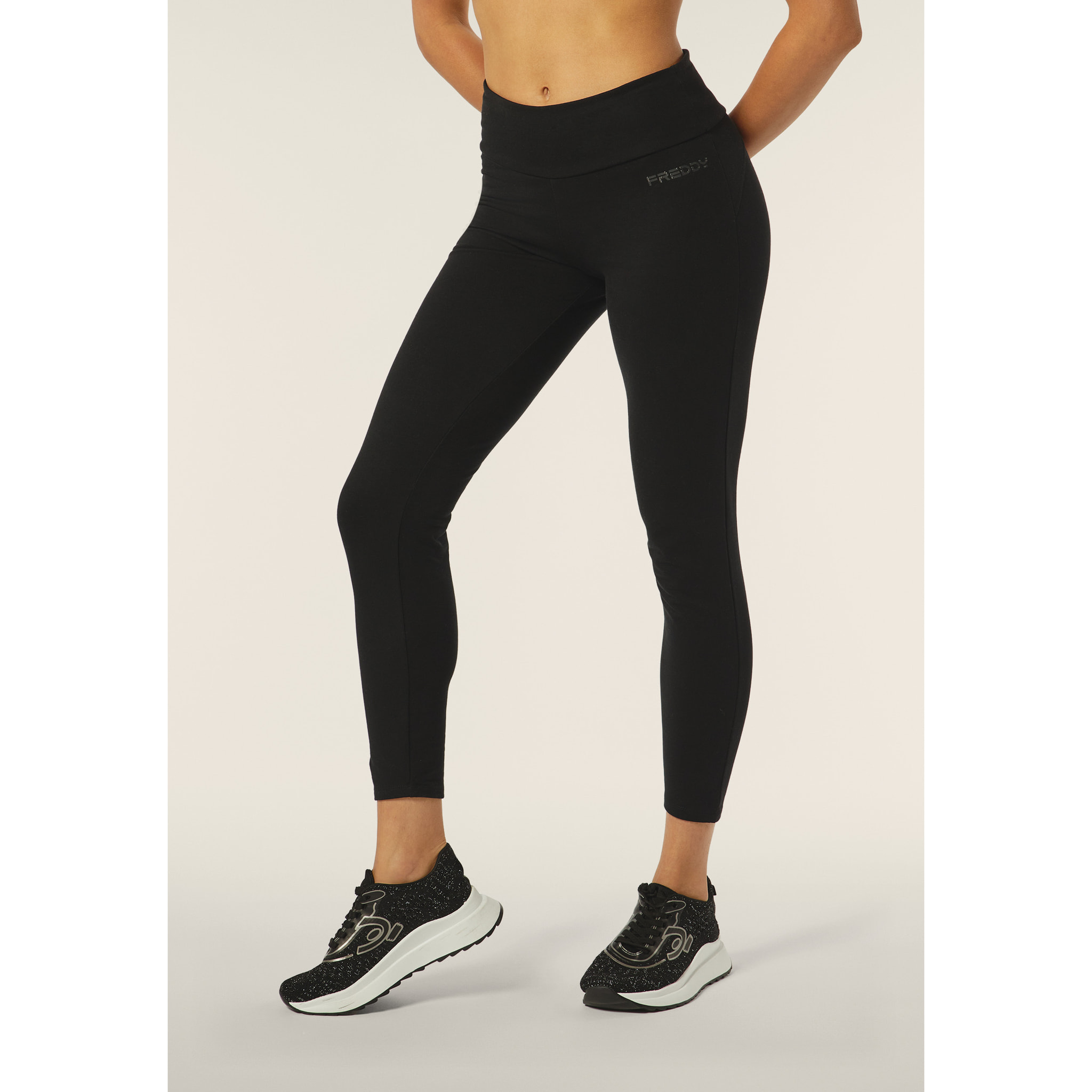 Leggings in felpa garzata con logo sul fianco