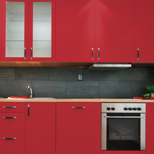 Rouleau adhésif décoratif Vinyle au Mètre - Rouge cerise - Sticker Lavable Imperméable Mur Cuisine Meubles