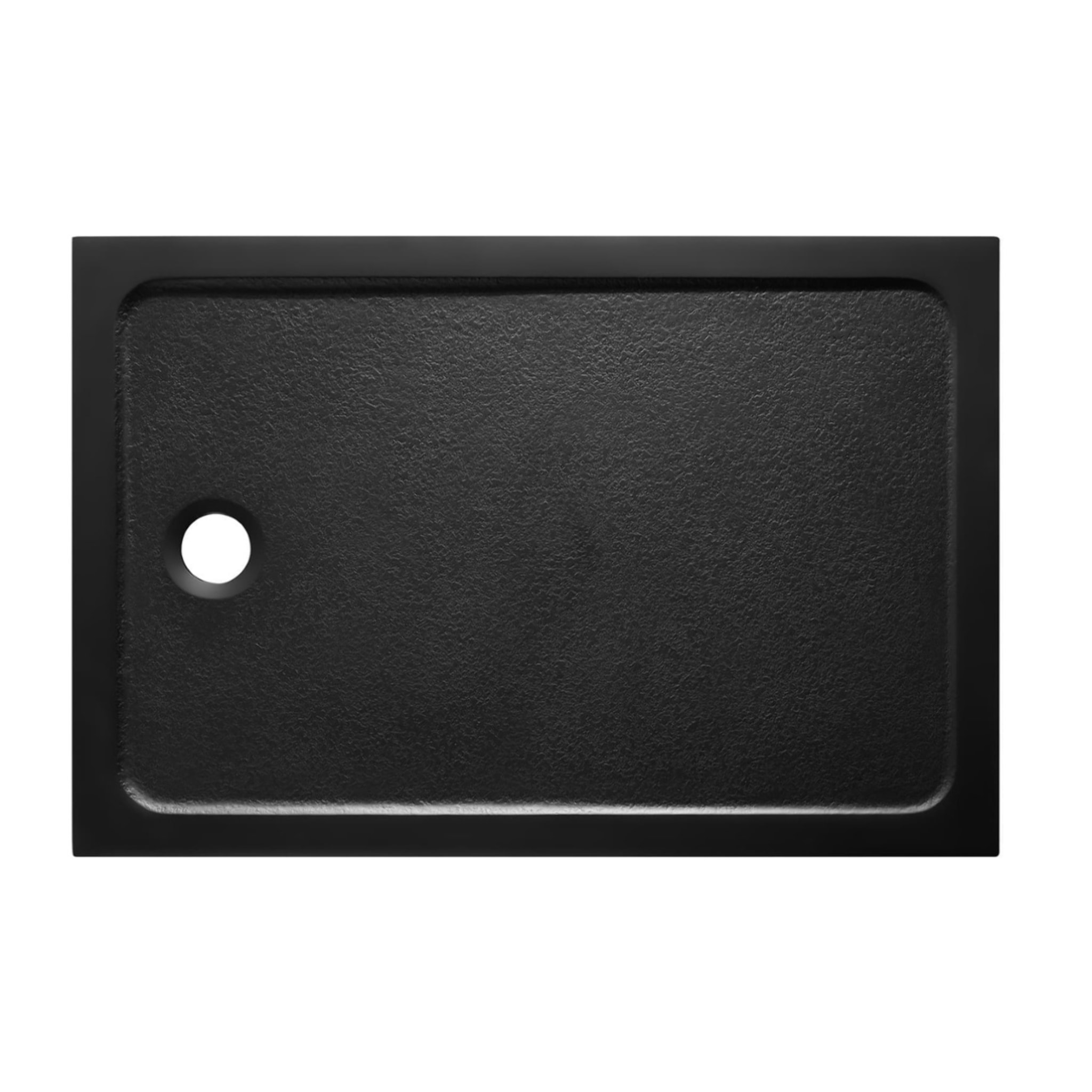 100x80 cm receveur de douche en marbre coulé, Swiss Aqua Technologies Project, sans siphon ni pieds, noir mat (SATSVPRO10080CA)