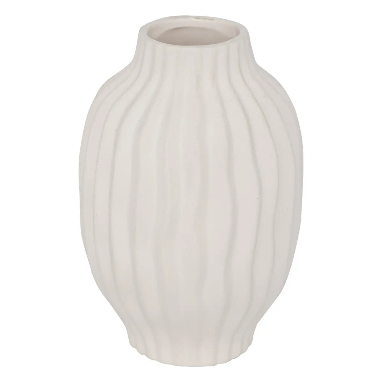 Vase strié "Fernan" céramique blanc H22cm