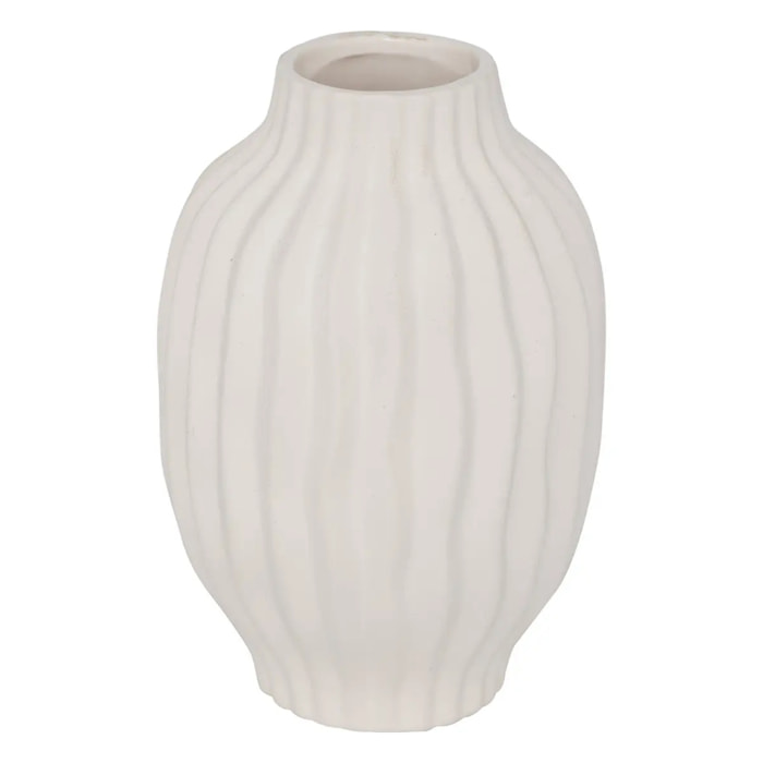 Vase strié "Fernan" céramique blanc H22cm