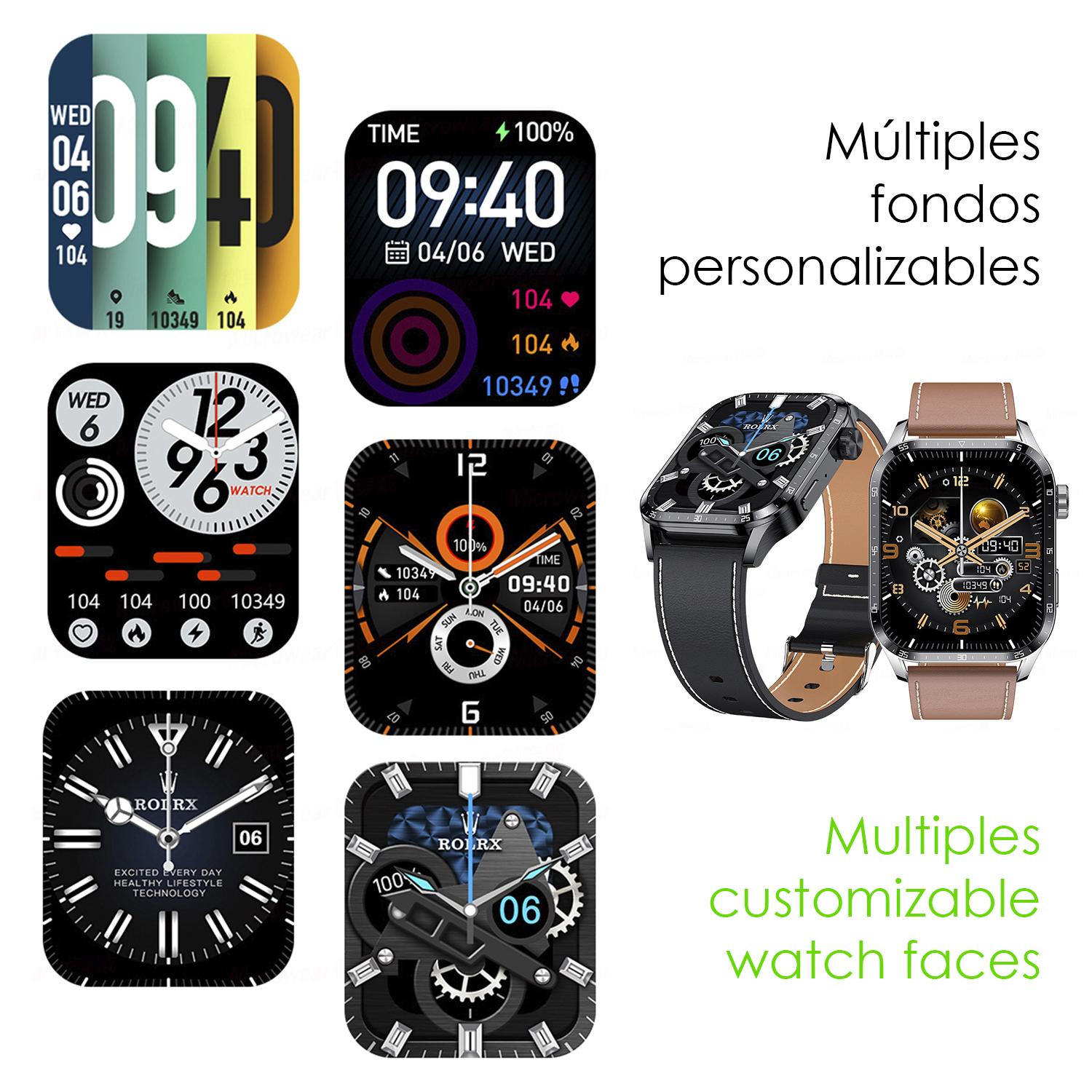 Smartwatch GT4 con pantalla de 1,9, corona giratoria multifunción, tensión, ECG y notificaciones. Correa de cuero.