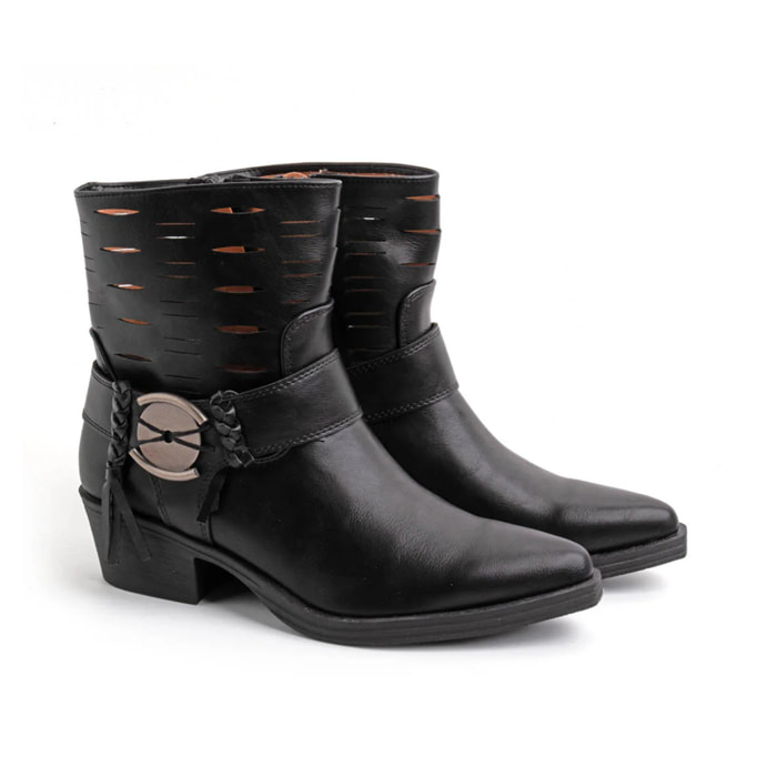 Texano basso con fibbia - NERO