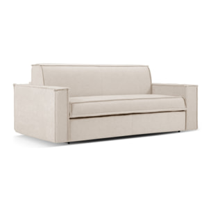 Canapé convertible "Olympe" 3 places en tissu structurel beige