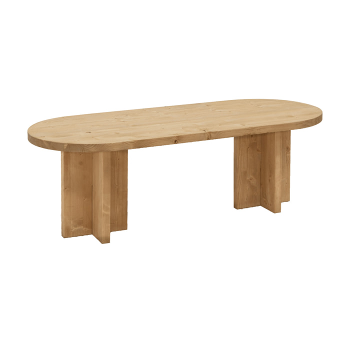 Table basse en bois massif ton chêne moyen 120x50cm Hauteur: 40 Longueur: 120 Largeur: 50