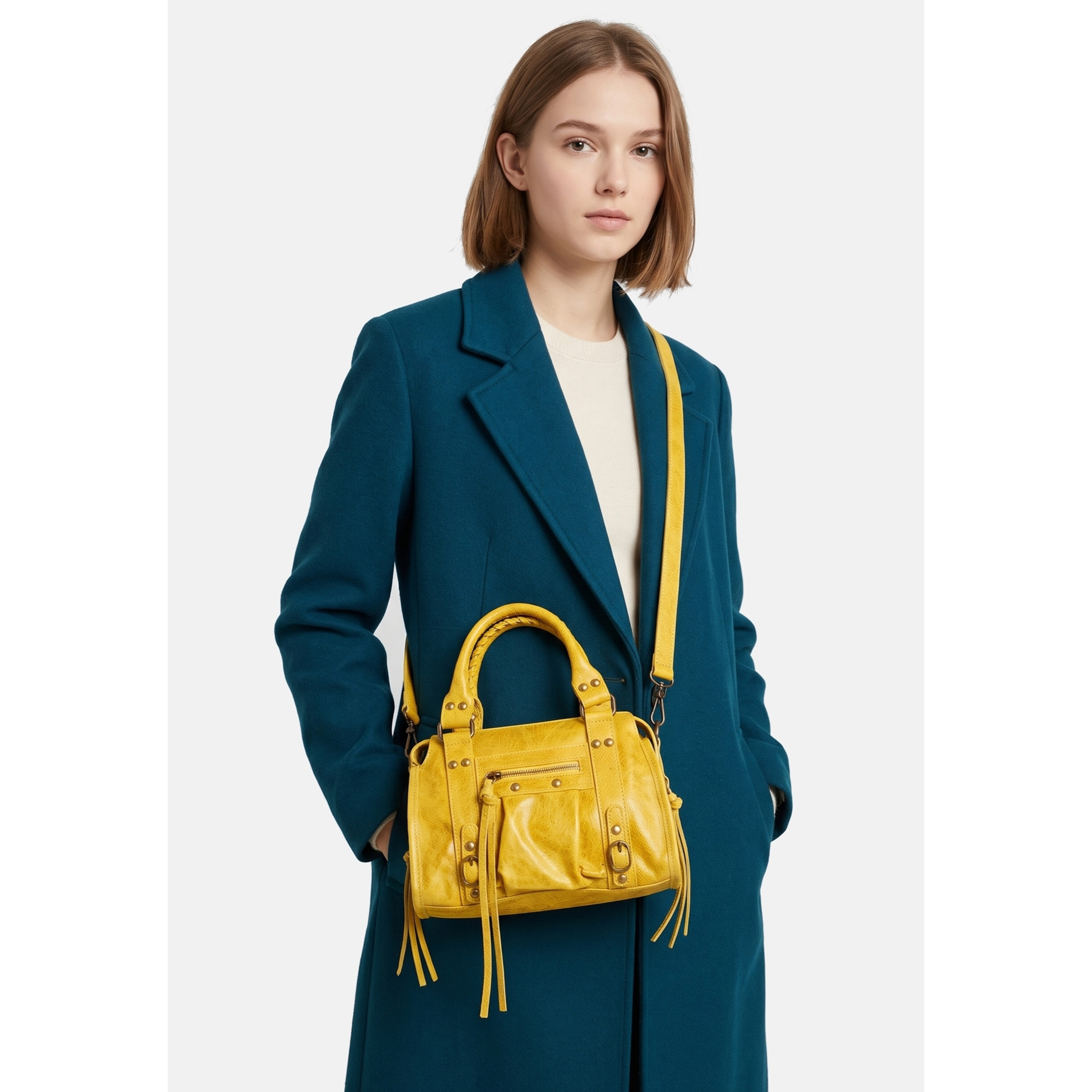 Borsa a spalla da donna - Modello Erisia - Vera pelle - 25.0 x 15.0 x 10.0 cm