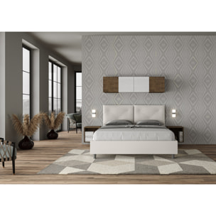 Letto matrimoniale senza rete imbottito 160x200 similpelle bianco Appia