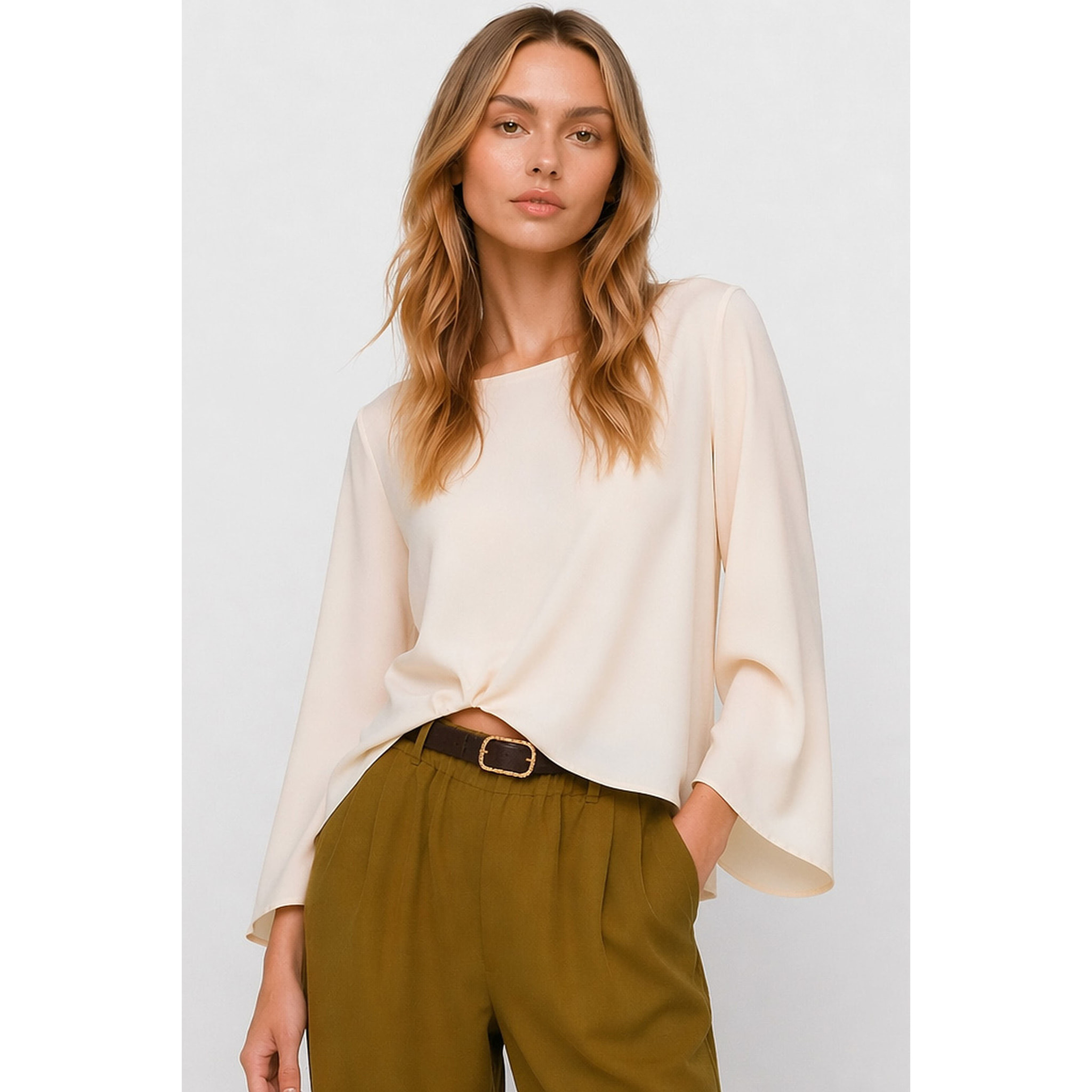 Kocca - Blusa da donna in 100% viscosa con scollo rotondo Donna